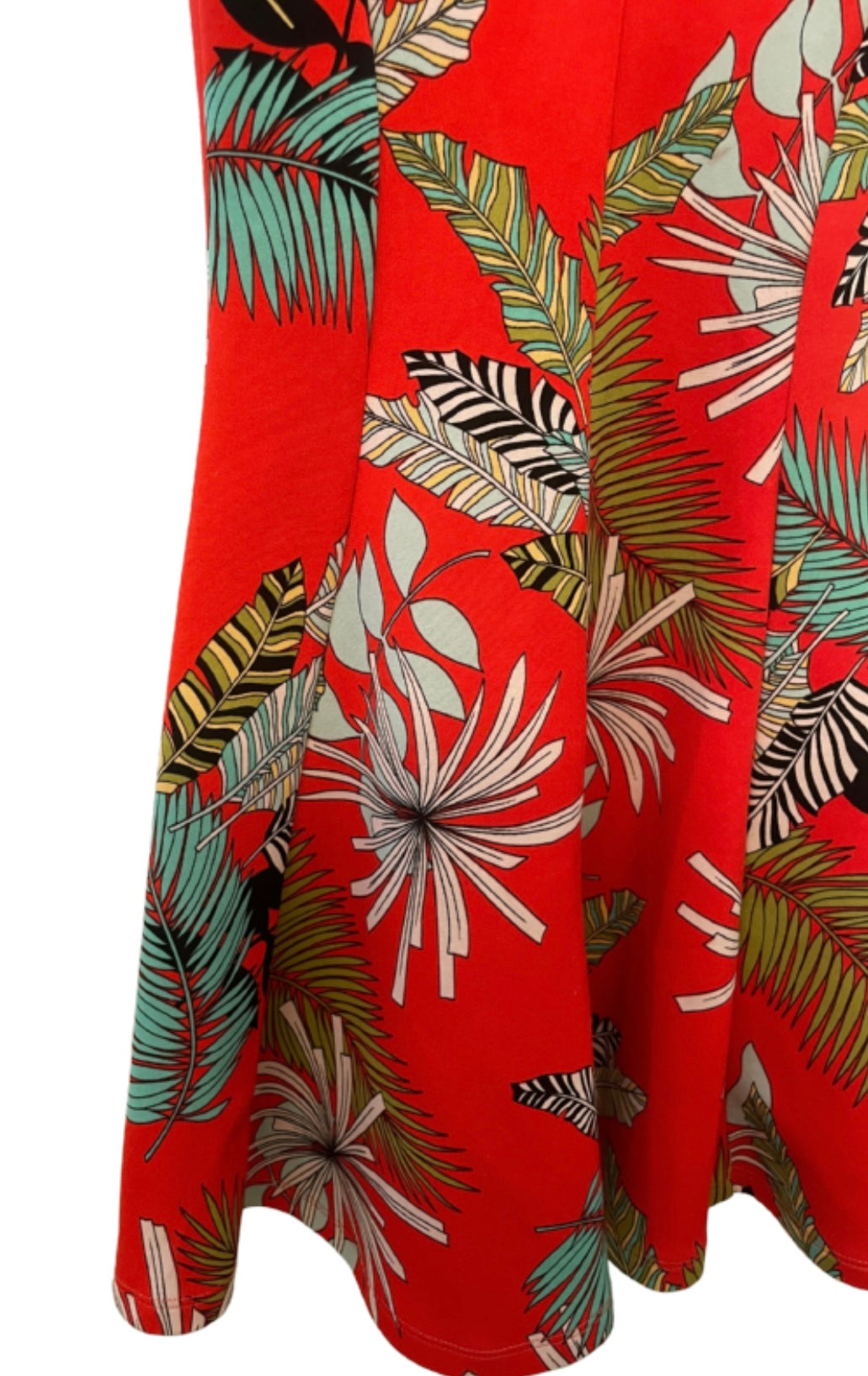 Orange, tropical print, fit & flare short dress