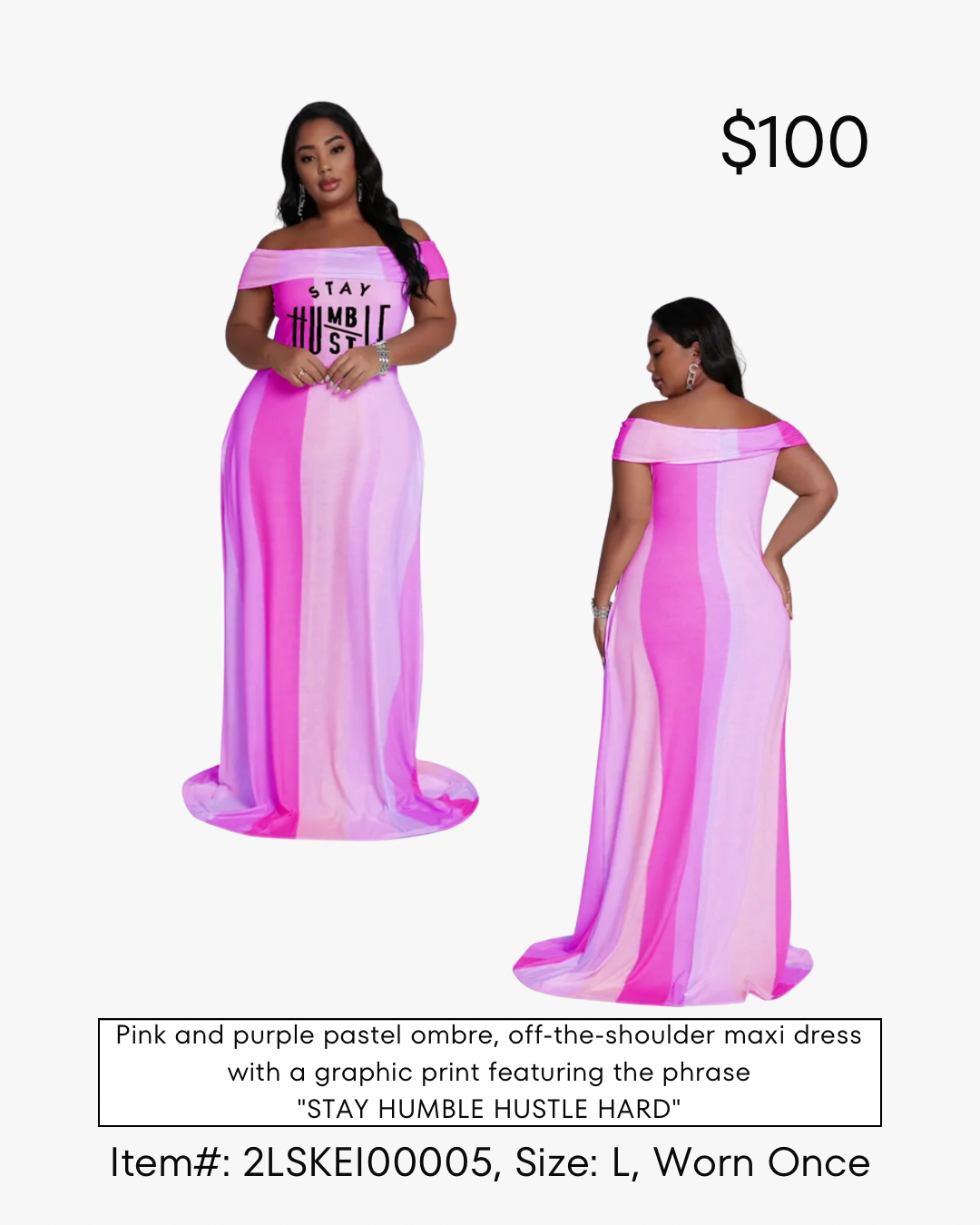 Ombre off-the-shoulder maxi dress