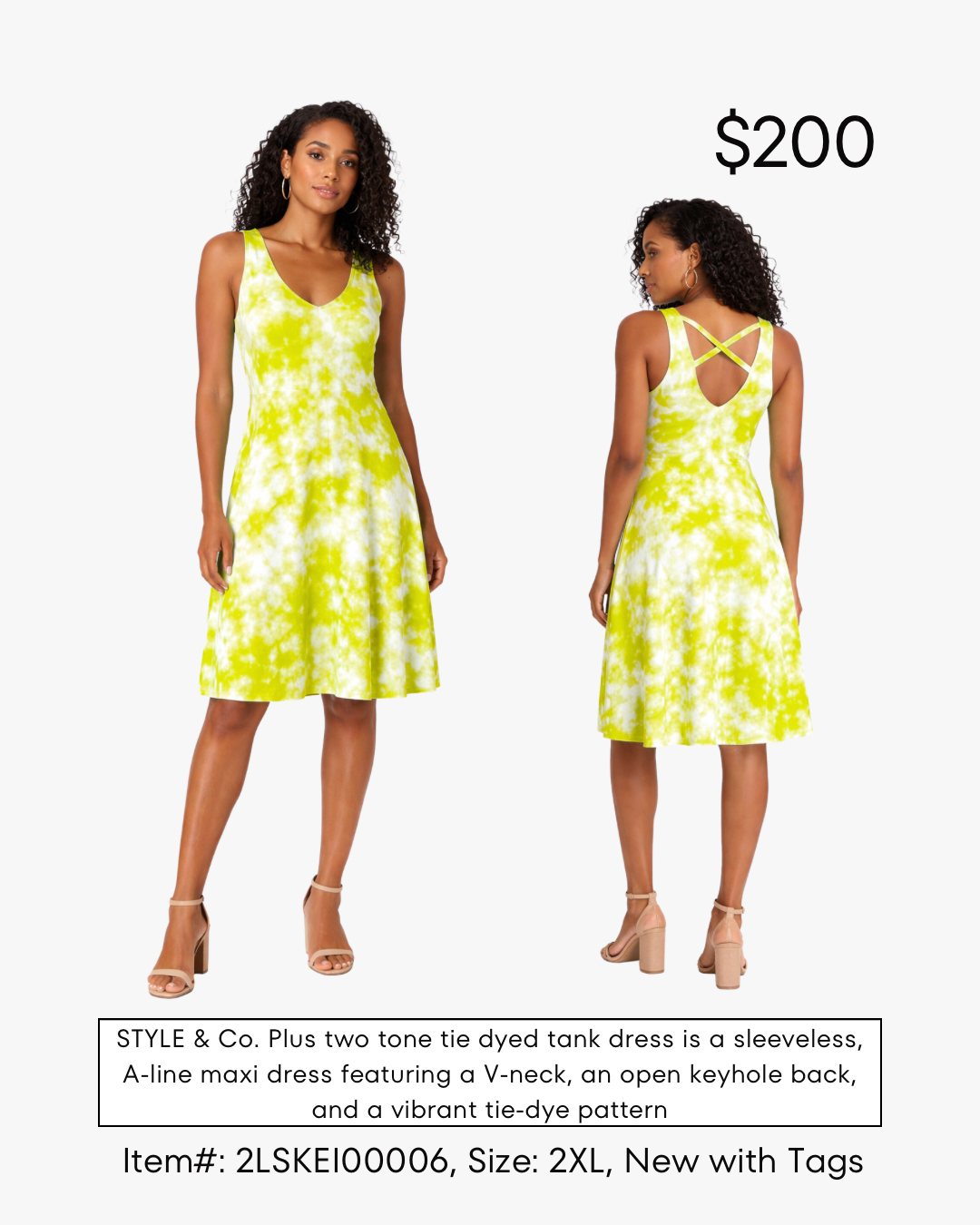 Yellow tie-dye short maxi dress