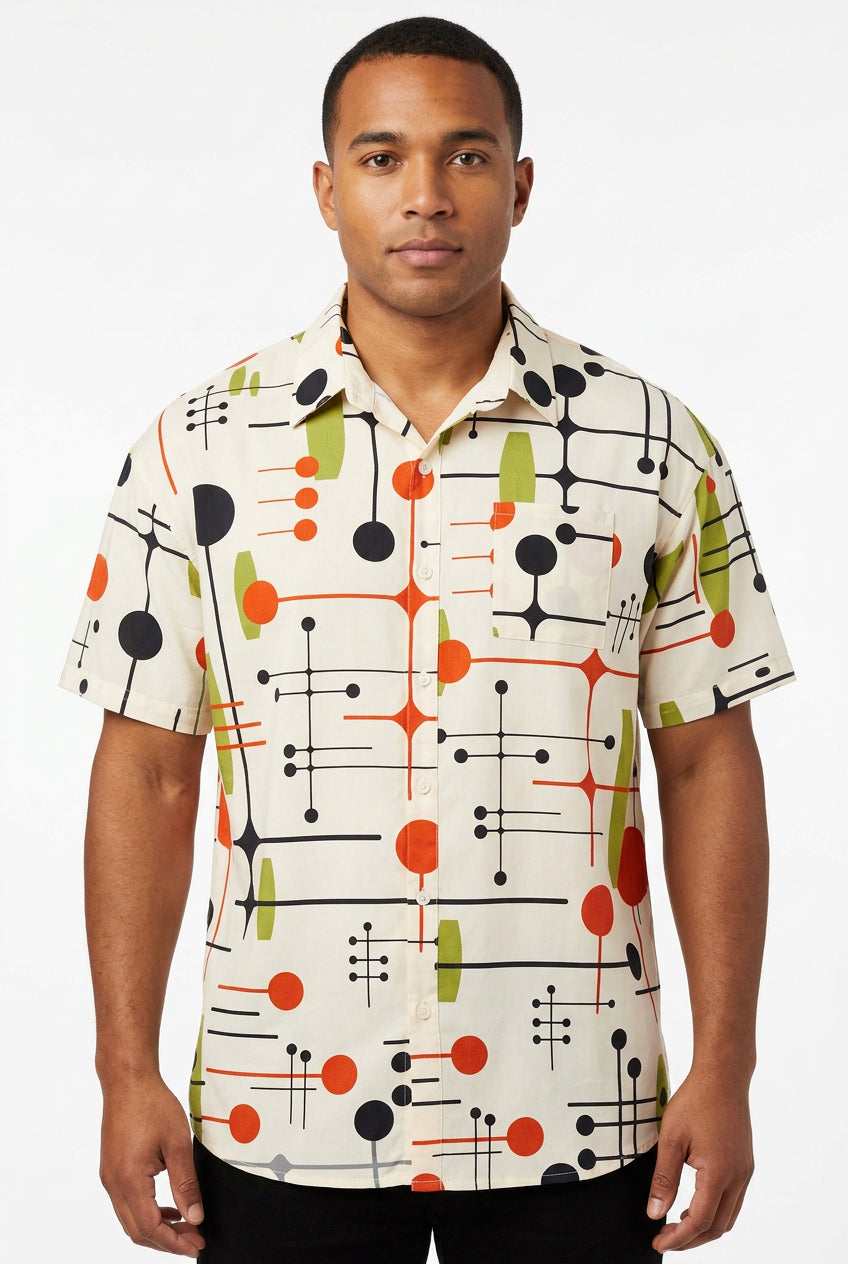 Men’s short-sleeve button-up casual shirt